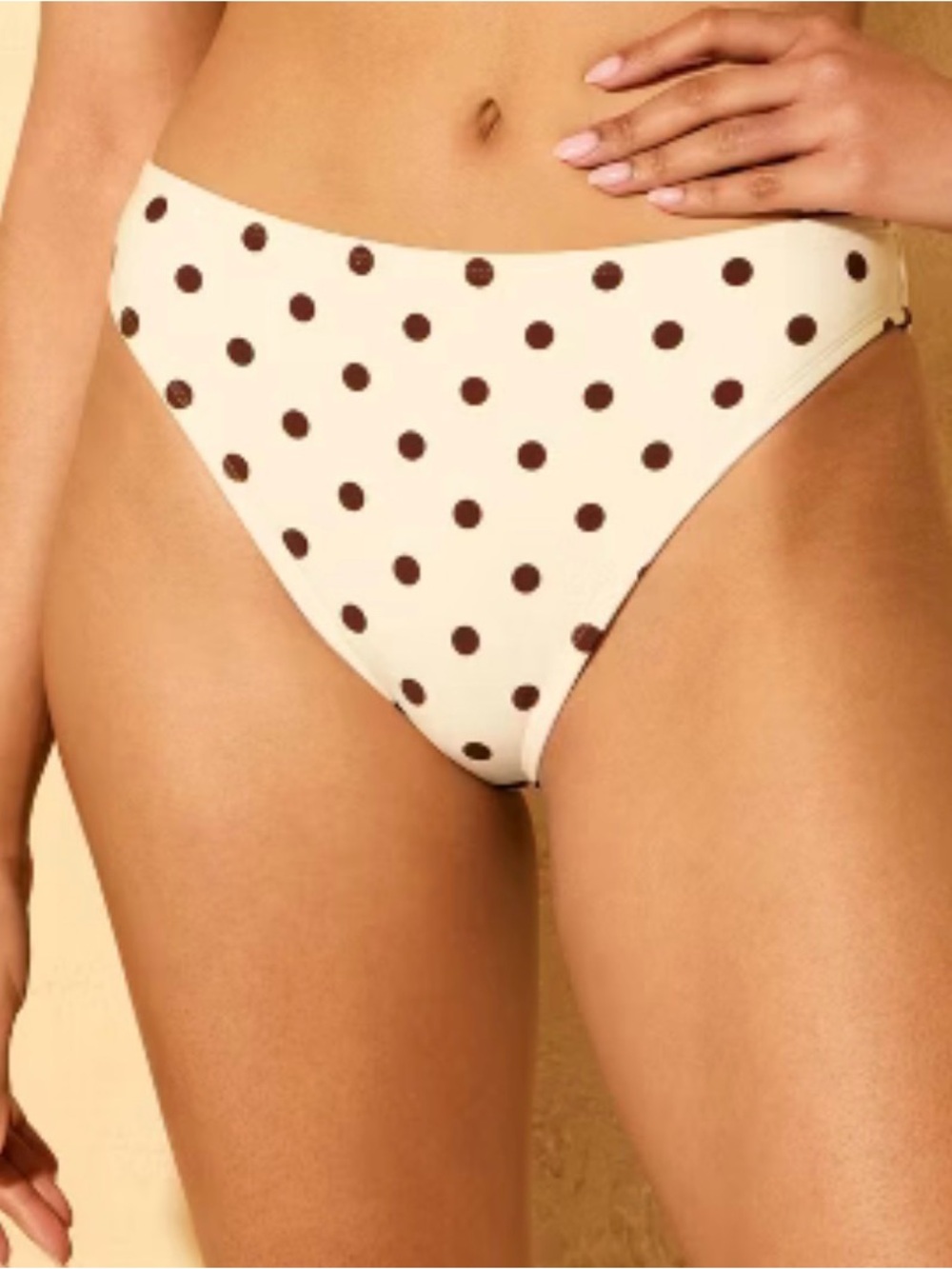 NWT Women's Cream Polka Dot Bikini Bottom